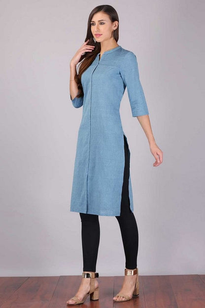 Blue Mandarin Neck kurta