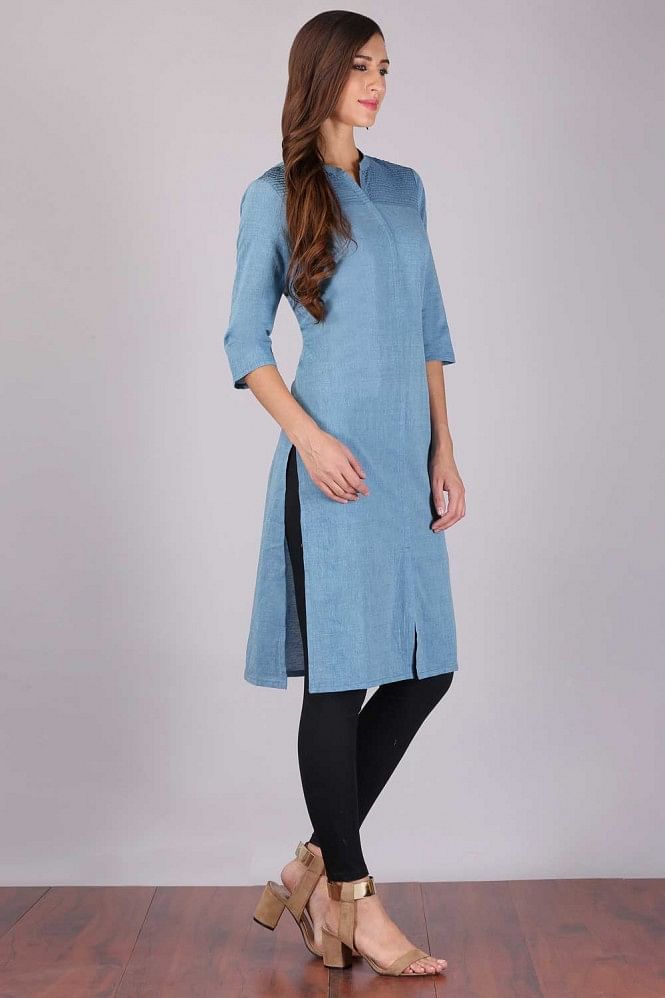 Blue Mandarin Neck kurta