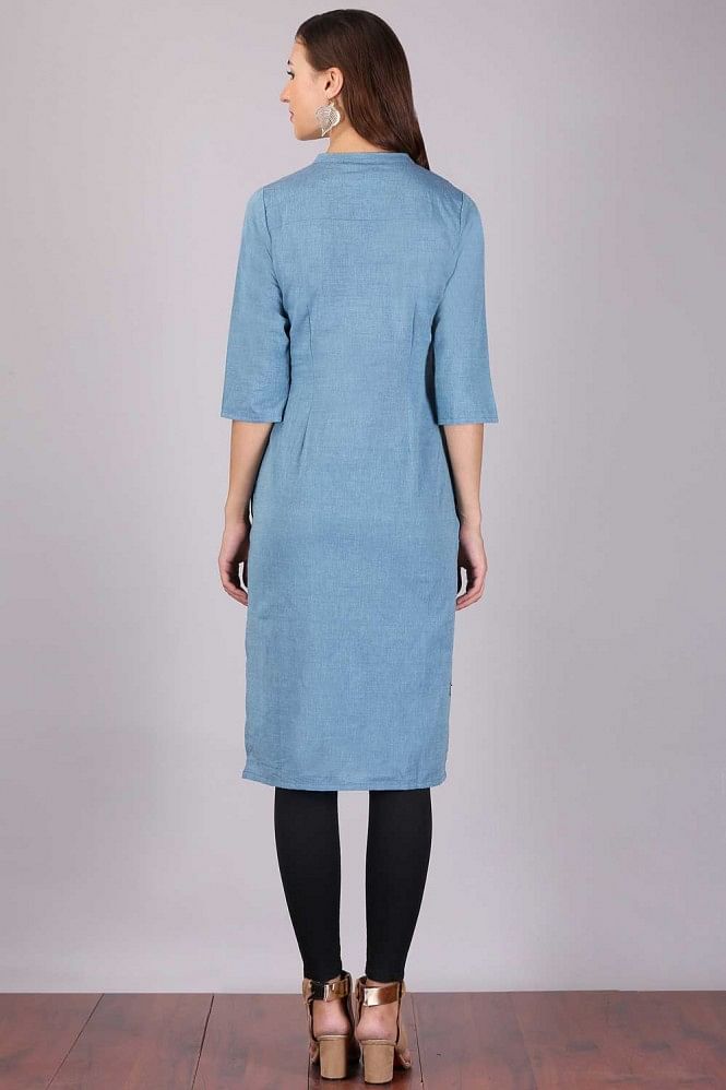 Blue Mandarin Neck kurta