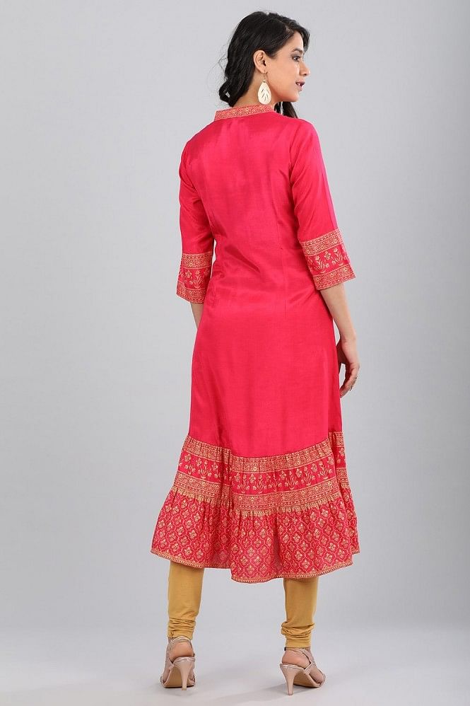 Pink Printed Flared kurta