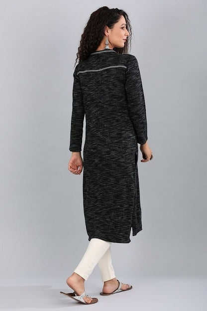 Black Round Neck Basic Winter kurta