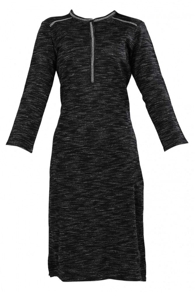 Black Round Neck Basic Winter kurta