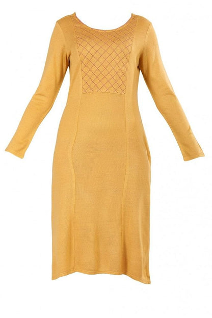 Yellow Round Neck Yarn-dyed kurta