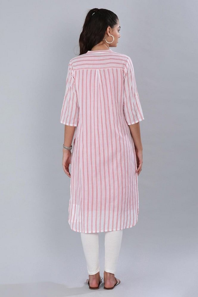 Red &amp; White Striped kurta