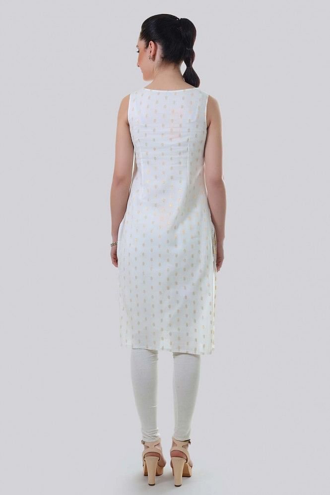 White Round Neck Sleeveless kurta