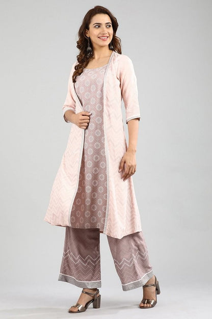 Pink Round Neck Printed kurta