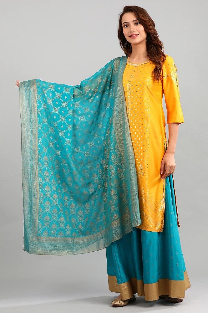 Blue Printed Dupatta