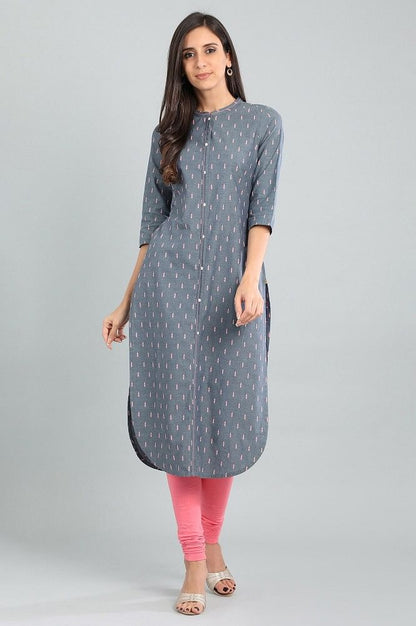 Blue Band Collar Yarn-dyed kurta