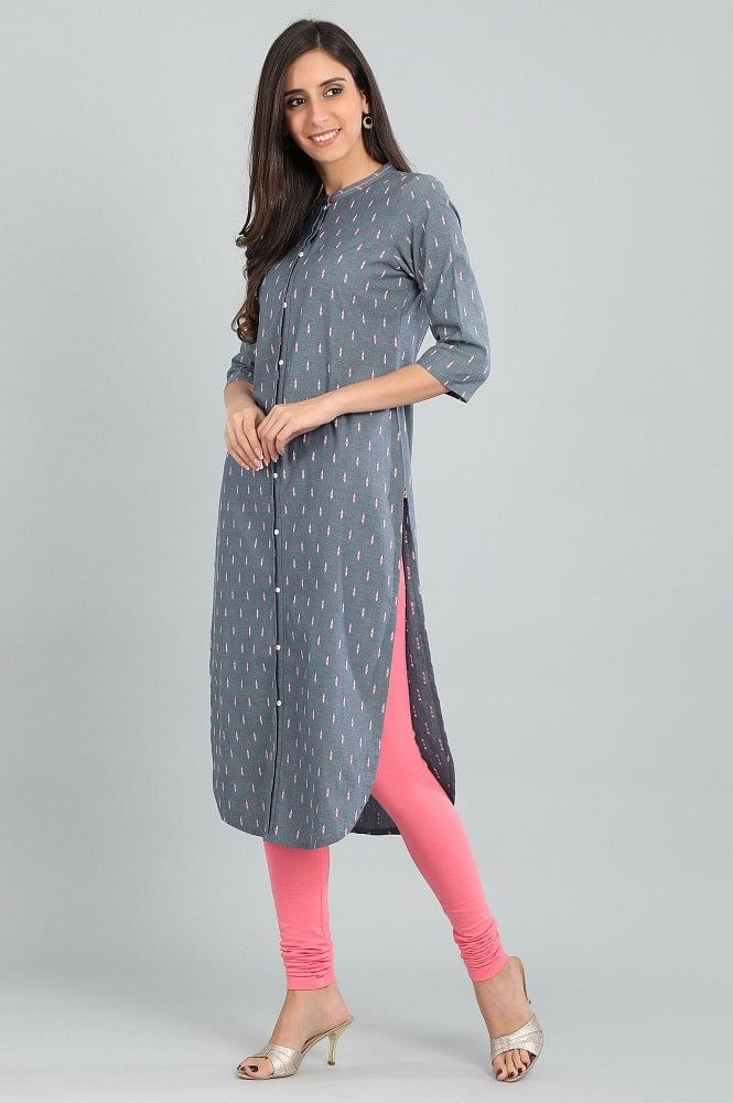Blue Band Collar Yarn-dyed kurta