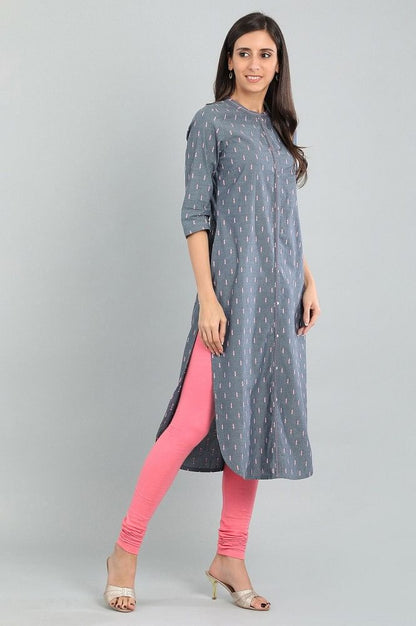 Blue Band Collar Yarn-dyed kurta