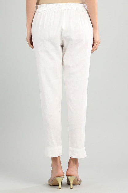 White Solid Trousers