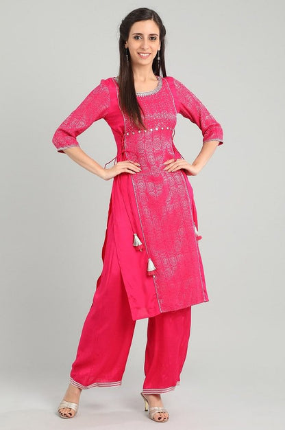 Pink Round Neck kurta Set