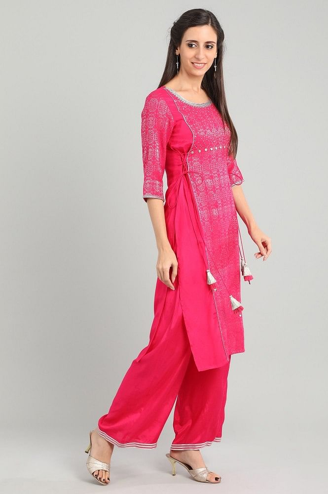 Pink Round Neck kurta Set