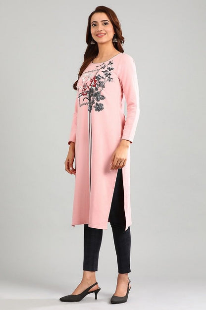 Pink Round Neck Winter kurta