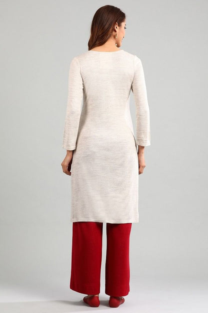 Beige Round Neck Winter kurta