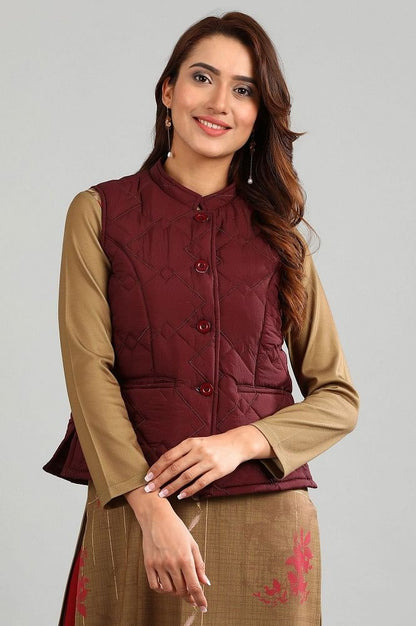 Maroon Yarn-dyed Quilted Jacket