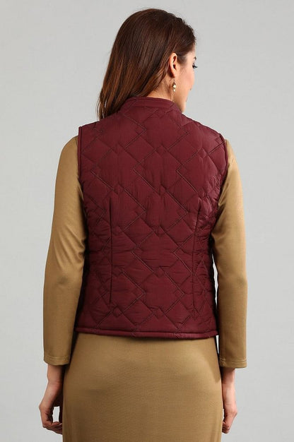 Maroon Yarn-dyed Quilted Jacket