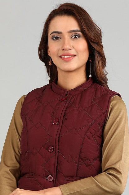 Maroon Yarn-dyed Quilted Jacket