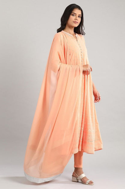 Peach-Coloured Embroidery kurta Set