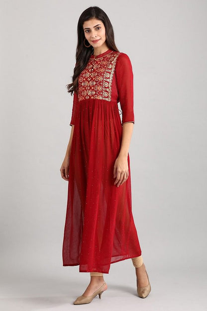Red Embroidered Dress
