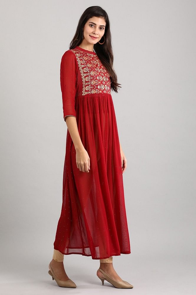 Red Embroidered Dress