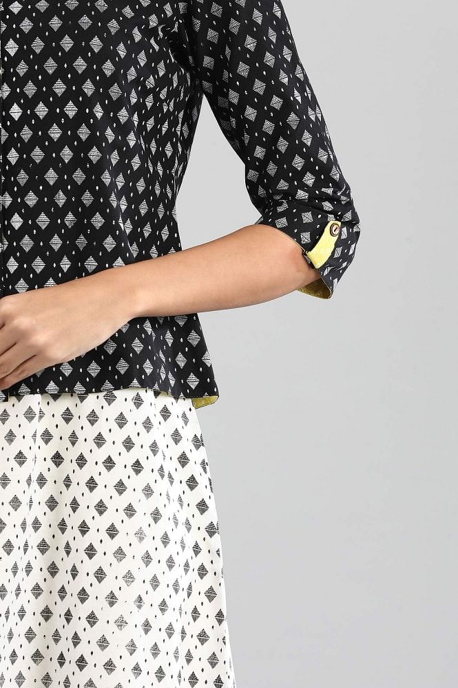 White A-line Printed Dress