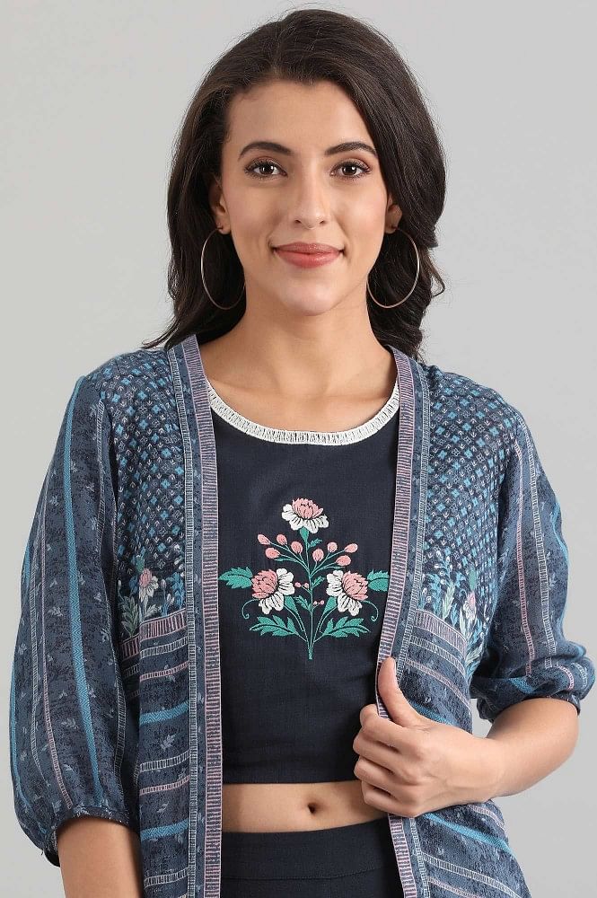 Blue Round Neck Set