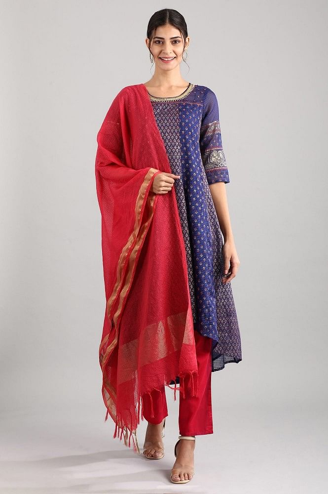 Royal Blue Embroidered kurta Set