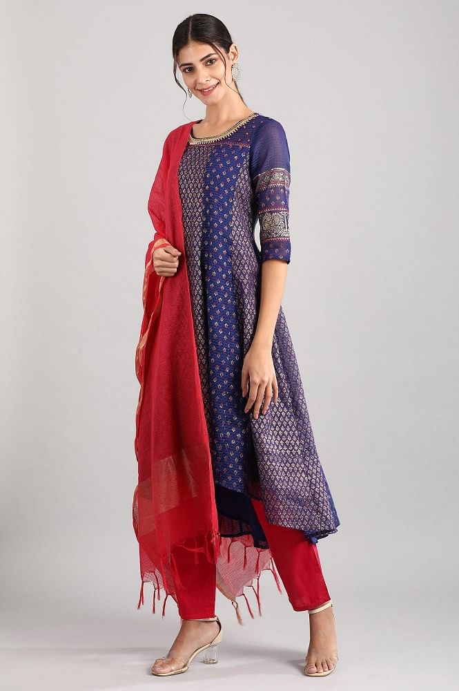 Royal Blue Embroidered kurta Set