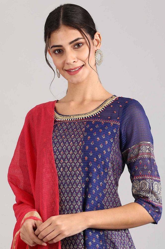 Royal Blue Embroidered kurta Set
