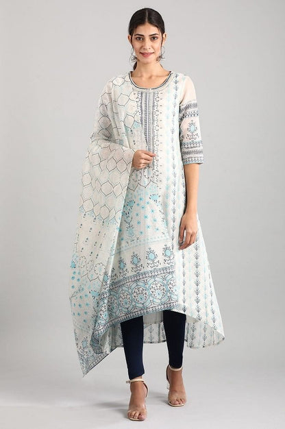 Off-White Round Neck kurta Set