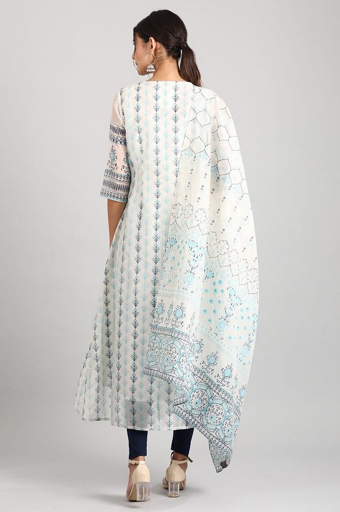 Off-White Round Neck kurta Set