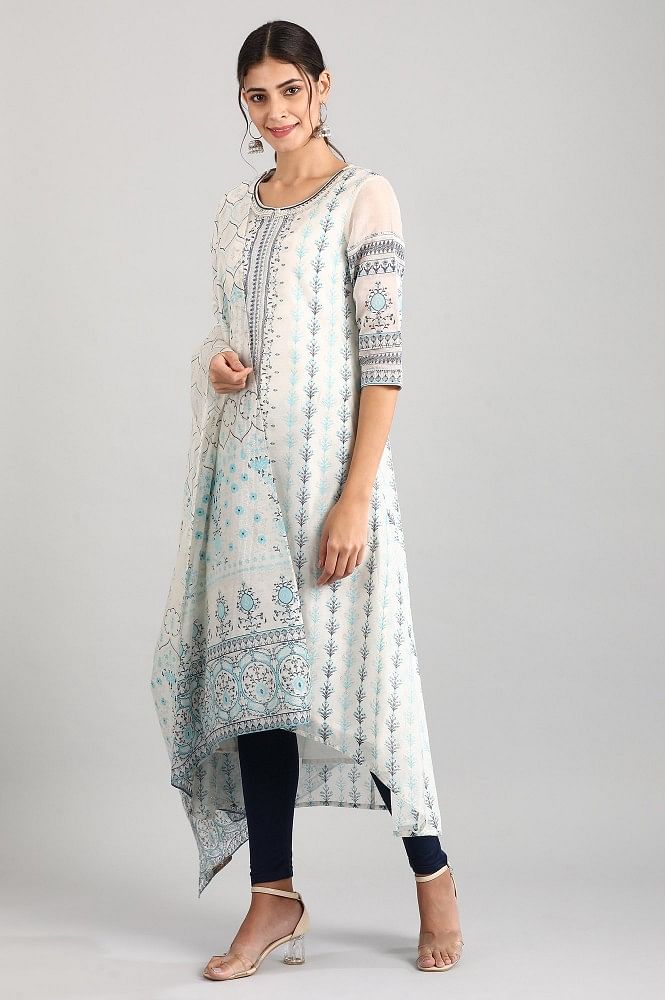 Off-White Round Neck kurta Set