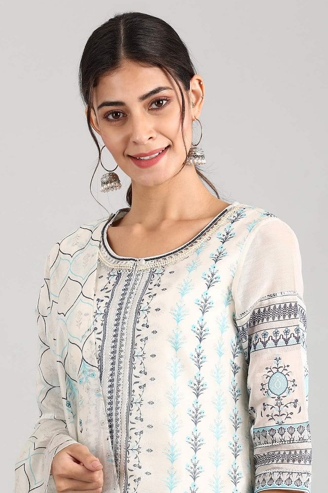 Off-White Round Neck kurta Set