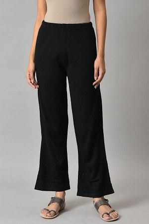 Black Acrylic Knitted Palazzo Pants