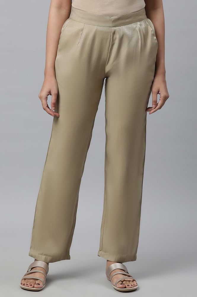 Gold Yarn Dyed Shiny Narrow Palazzo