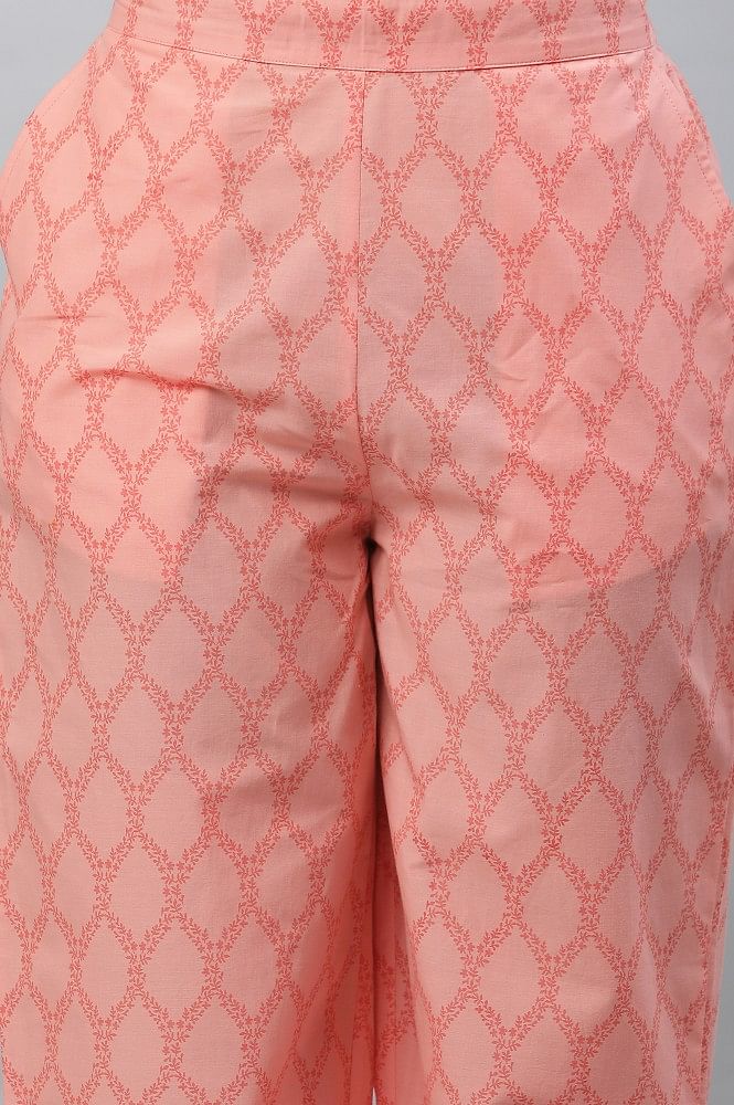Peach Printed Narrow Palazzo Pants