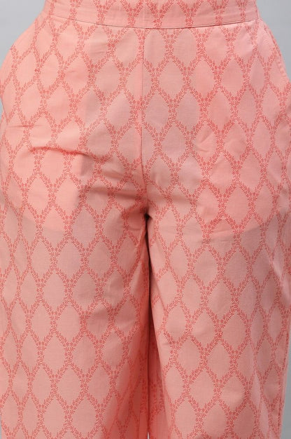 Peach Printed Narrow Palazzo Pants