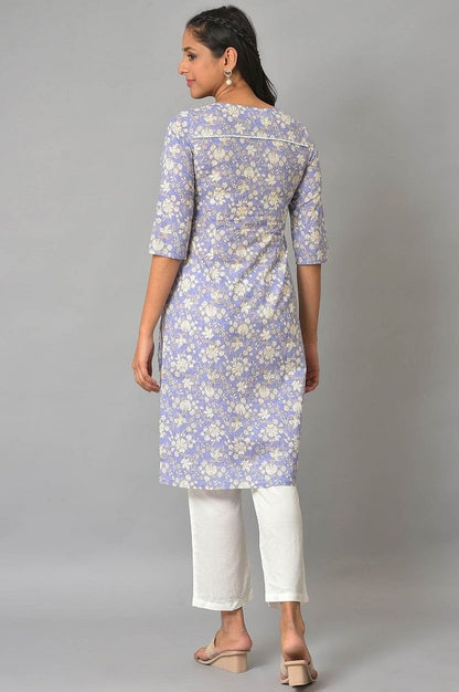 Lavender Floral Print kurta &amp; Narrow Palazzo