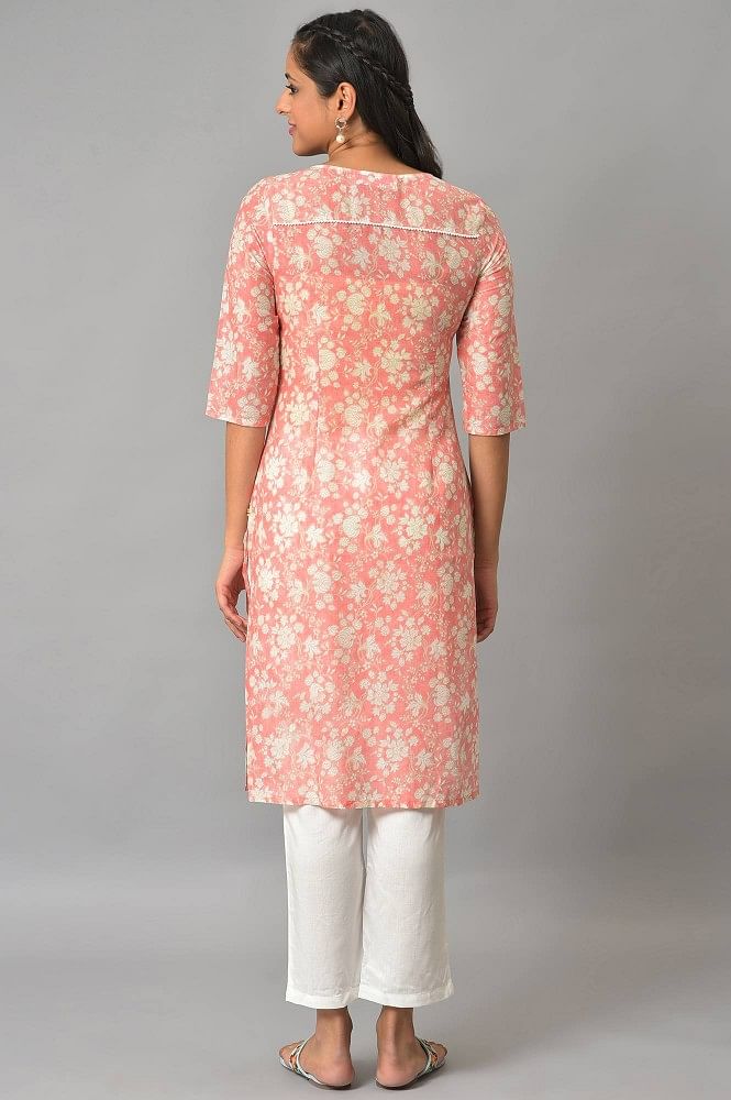 Orange Floral Print kurta &amp; Narrow Palazzo - issue
