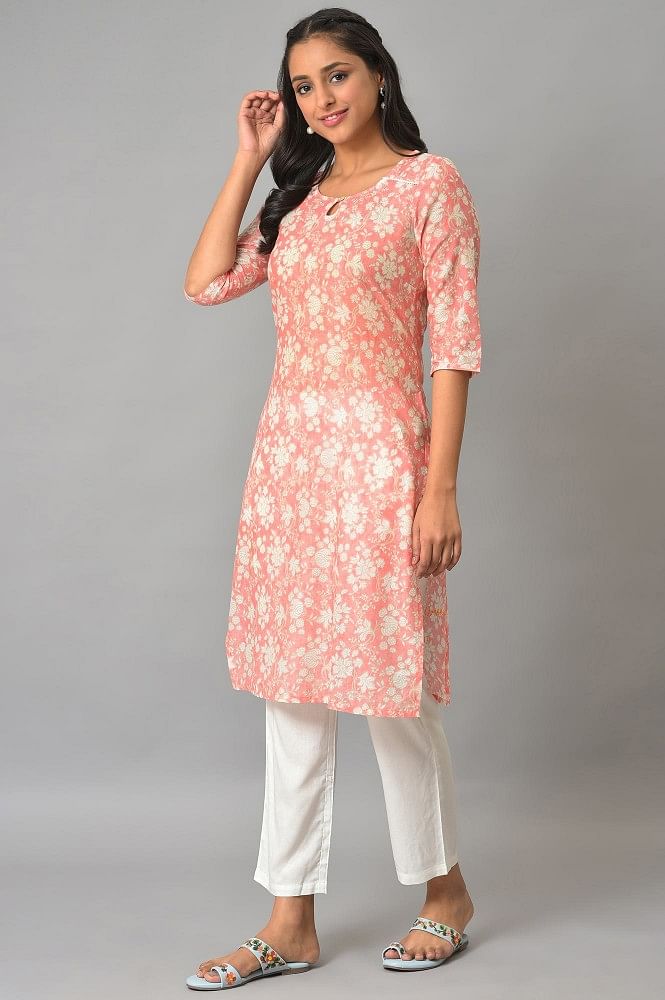 Orange Floral Print kurta &amp; Narrow Palazzo - issue