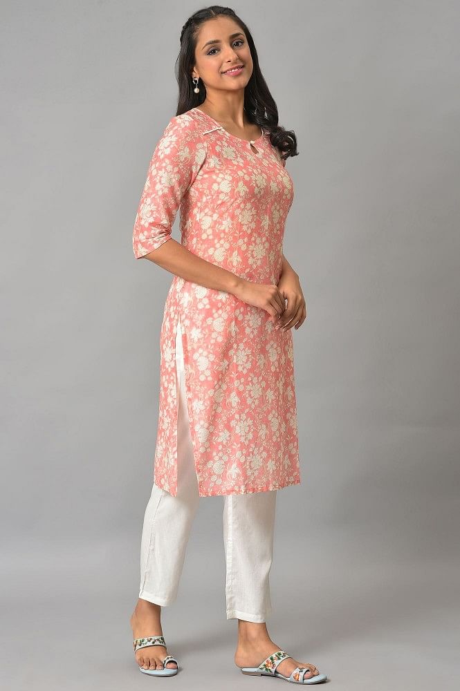 Orange Floral Print kurta &amp; Narrow Palazzo - issue