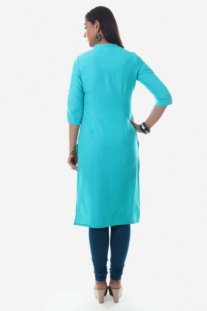 Blue Mandarin Neck Basic kurta