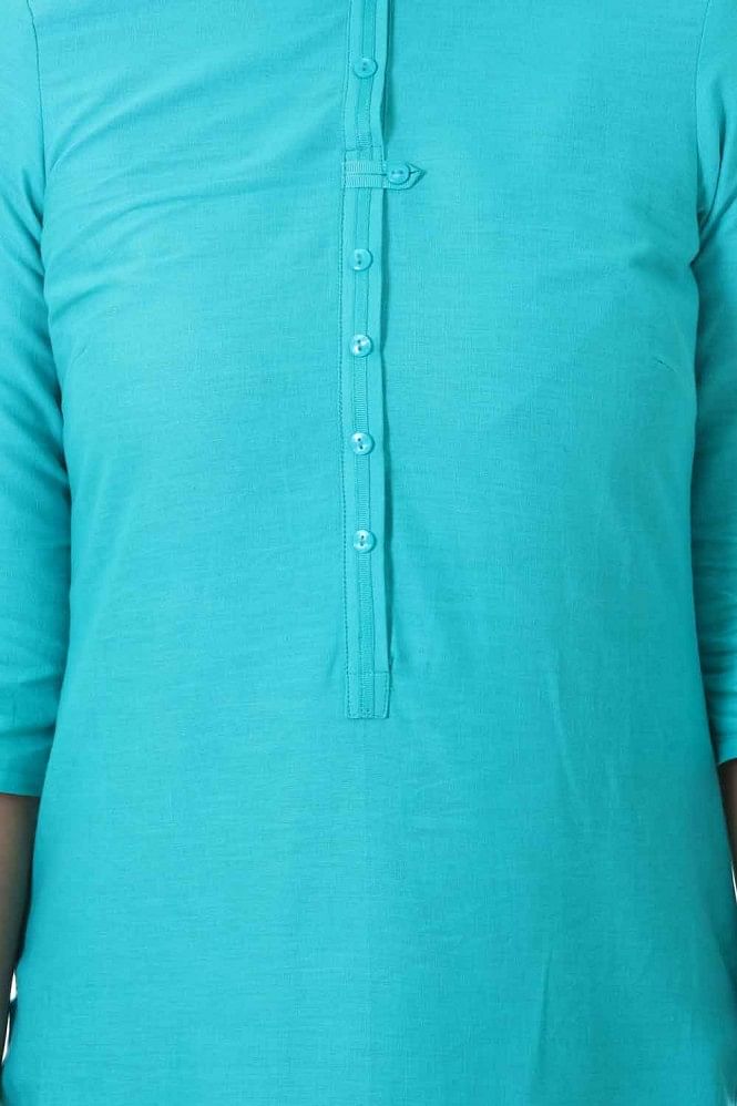 Blue Mandarin Neck Basic kurta